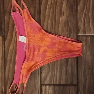 Hollister Pink and Orange Floral Bikini Bottom